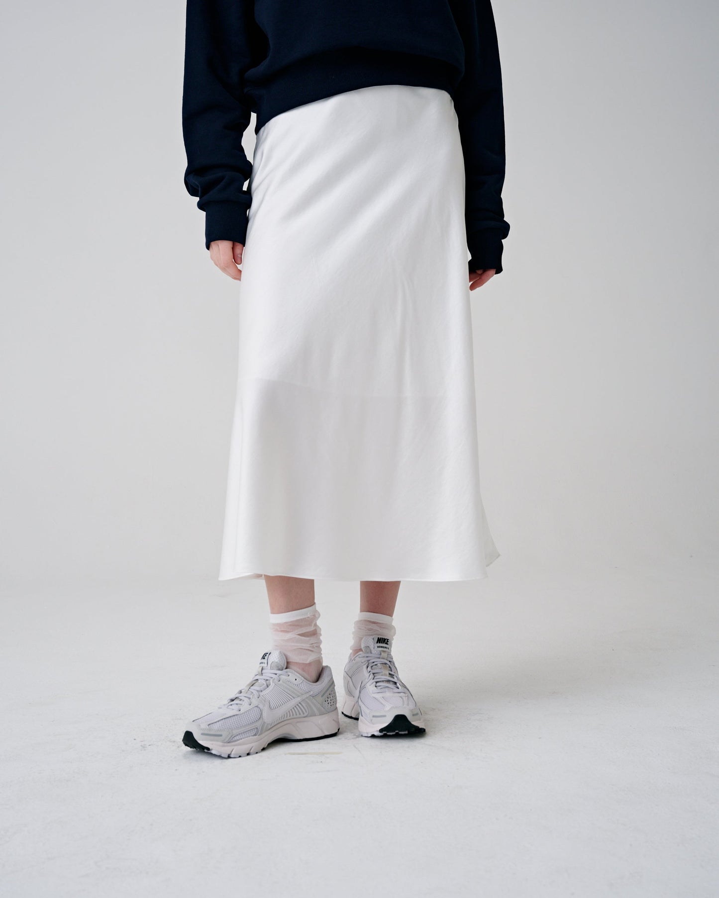 Silky Godet Skirt(Navy)