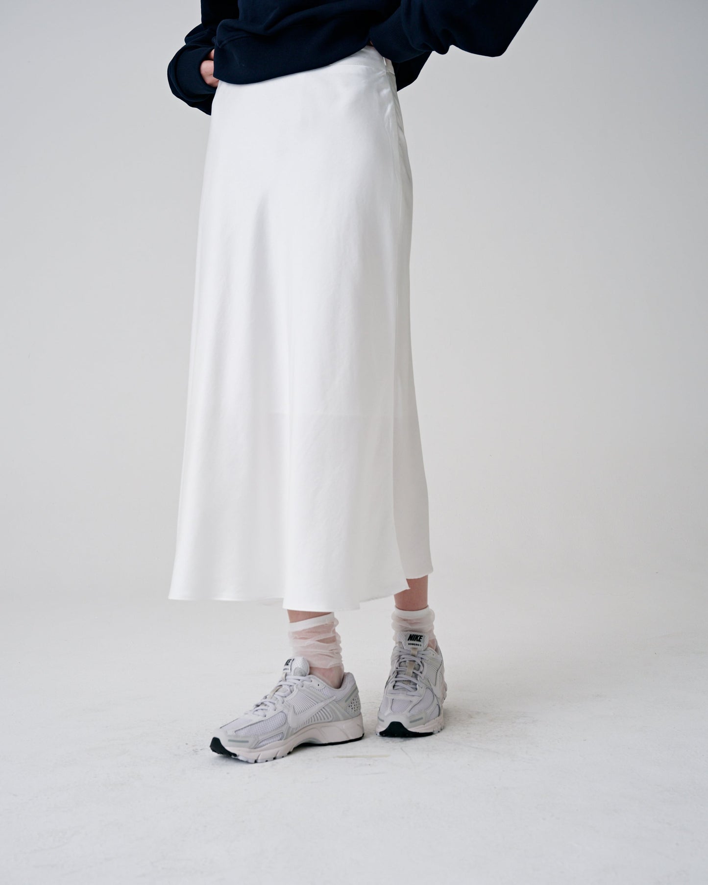 Silky Godet Skirt(White)