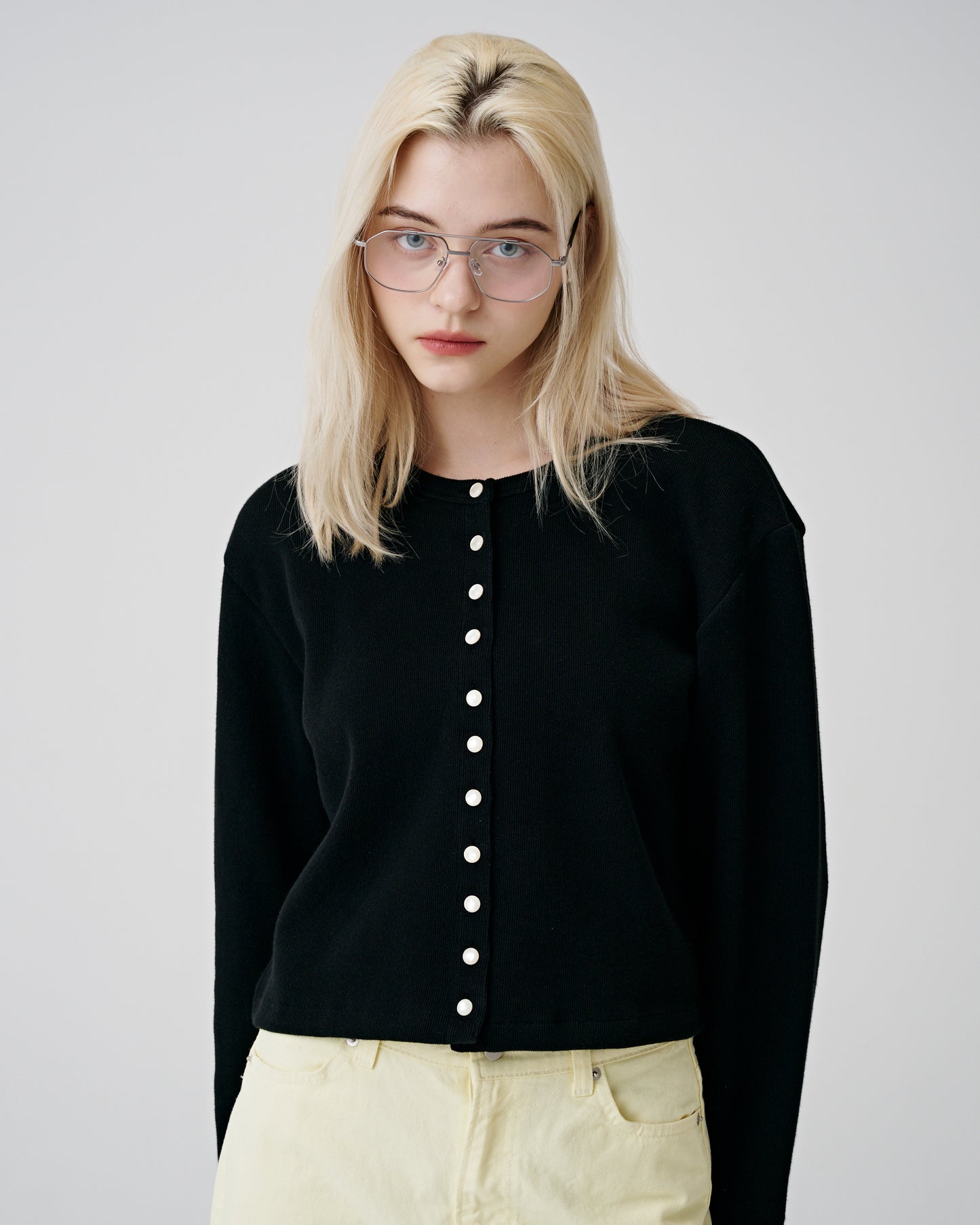 Button Lined Cardigan (Black)