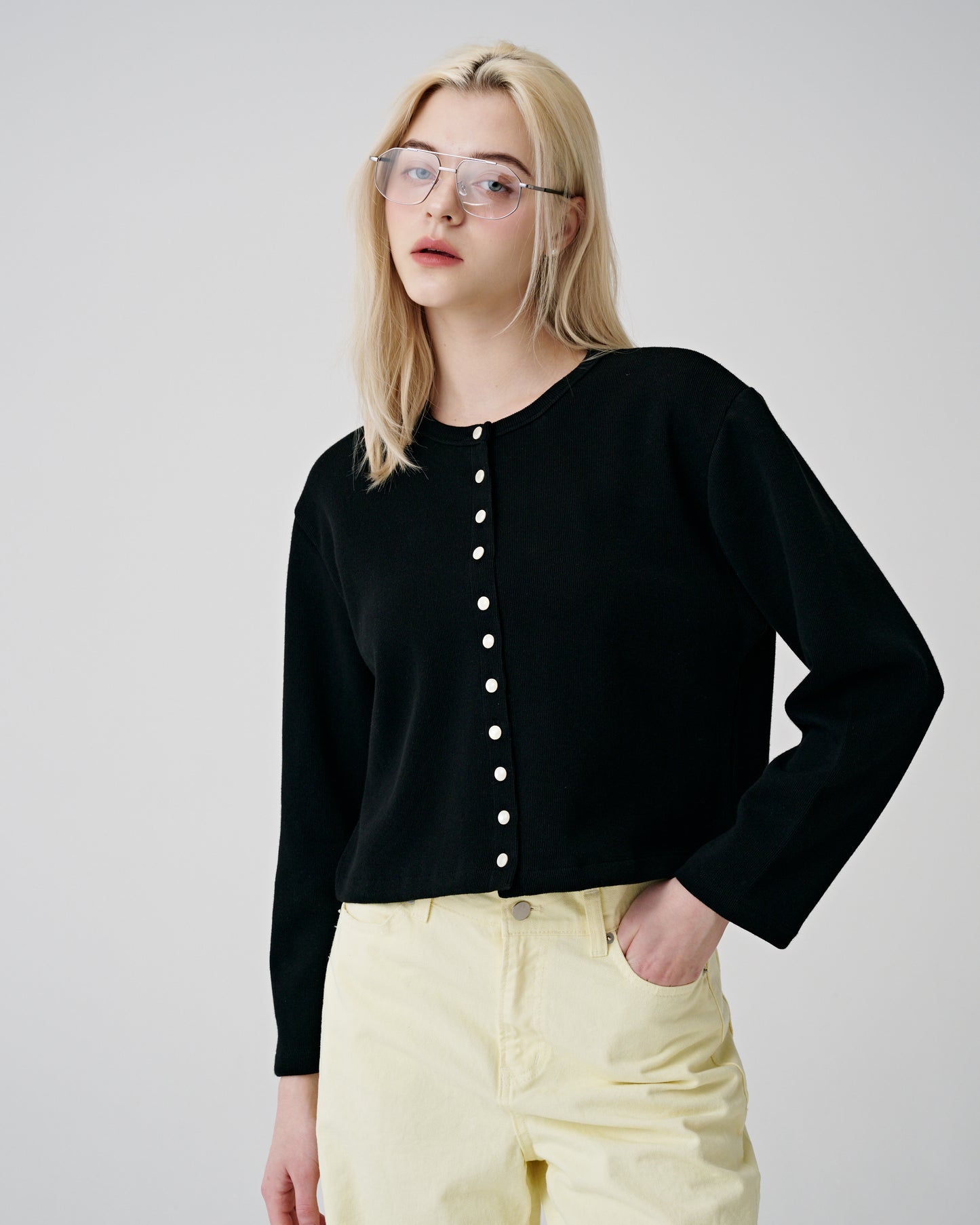 Button Lined Cardigan (Black)