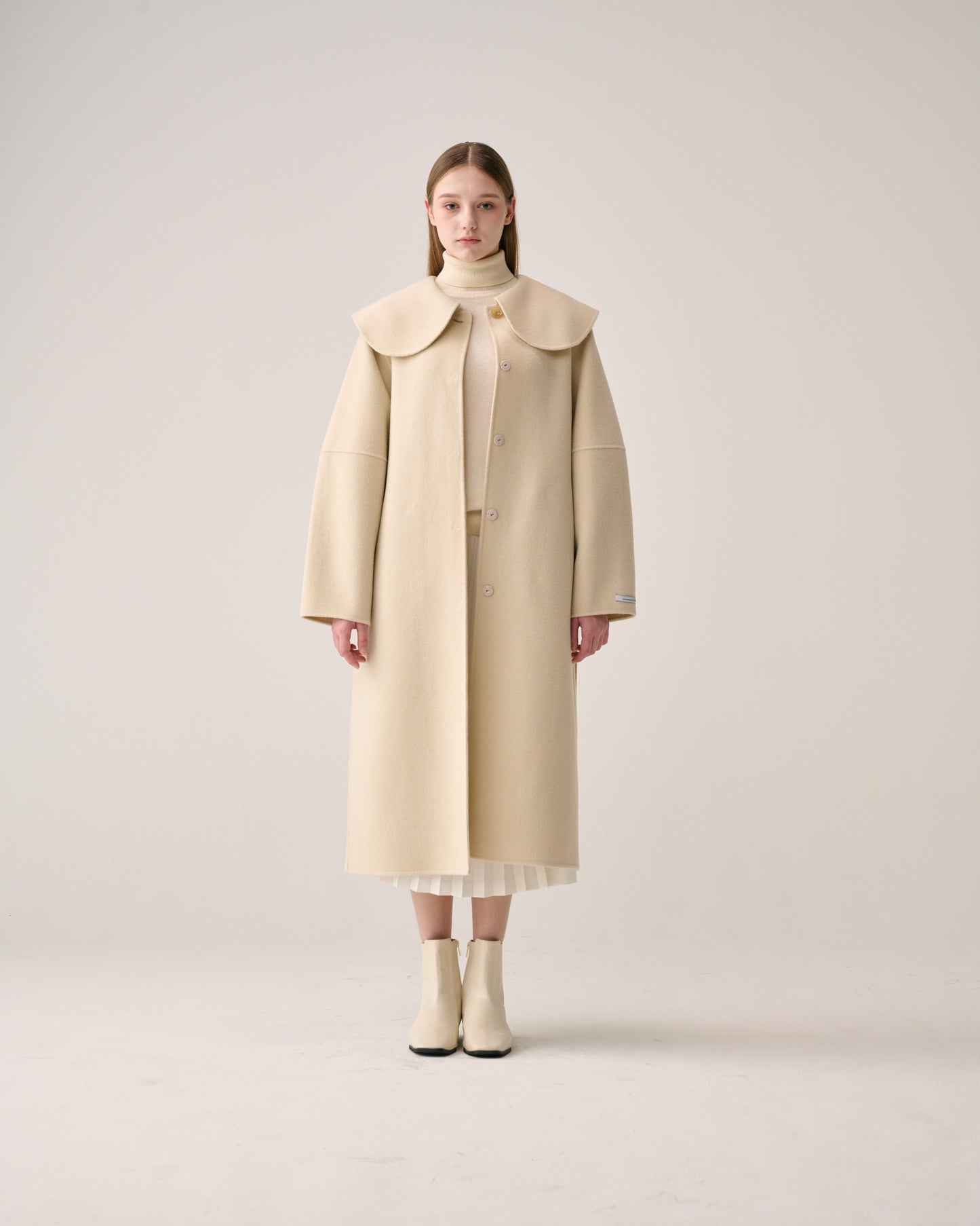 Half Moon Collar Long Coat