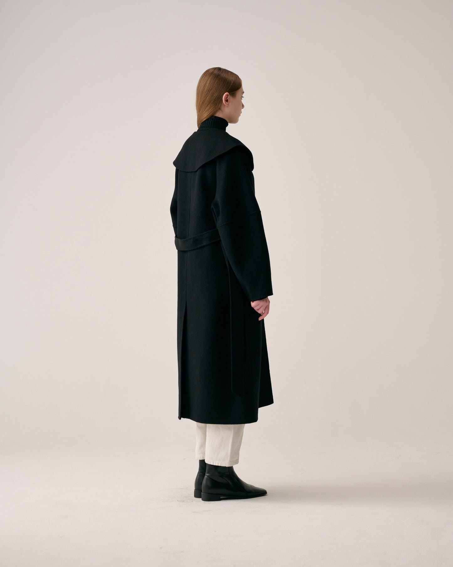 Half Moon Collar Long Coat