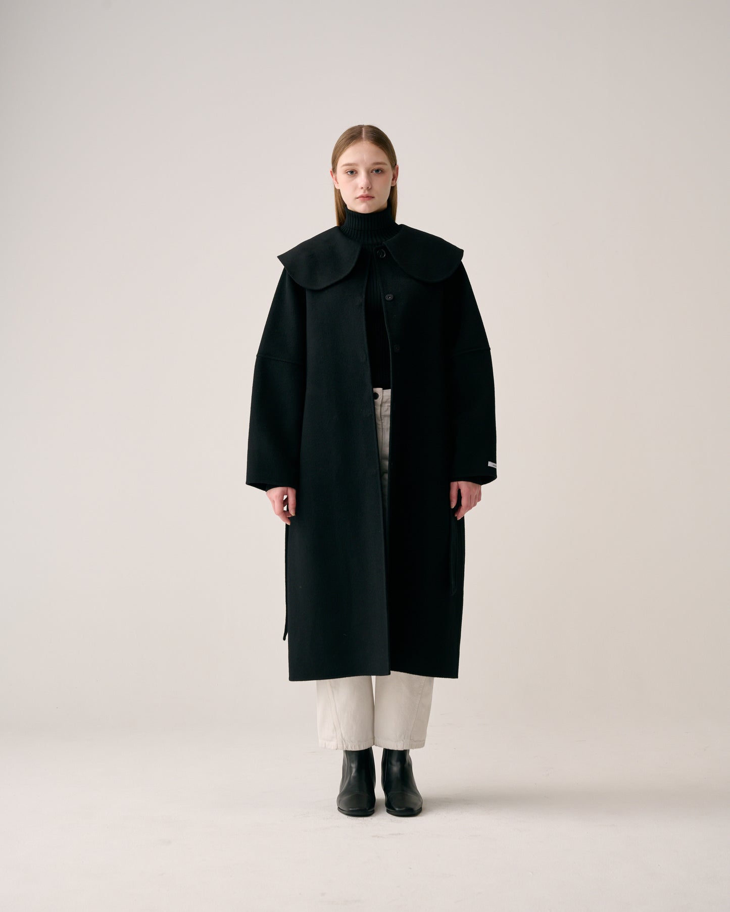 Half Moon Collar Long Coat