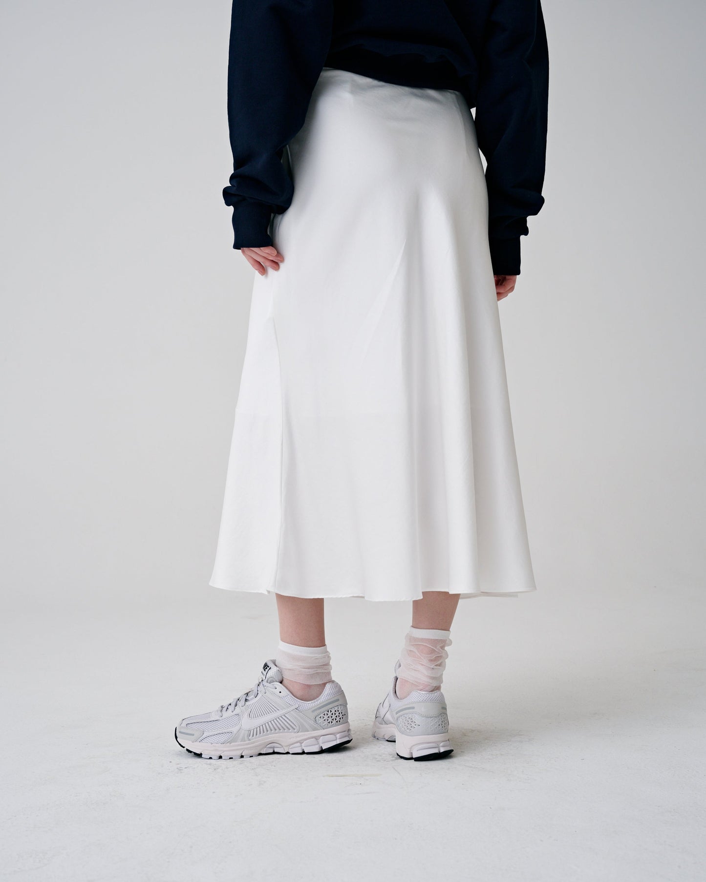 Silky Godet Skirt(Navy)