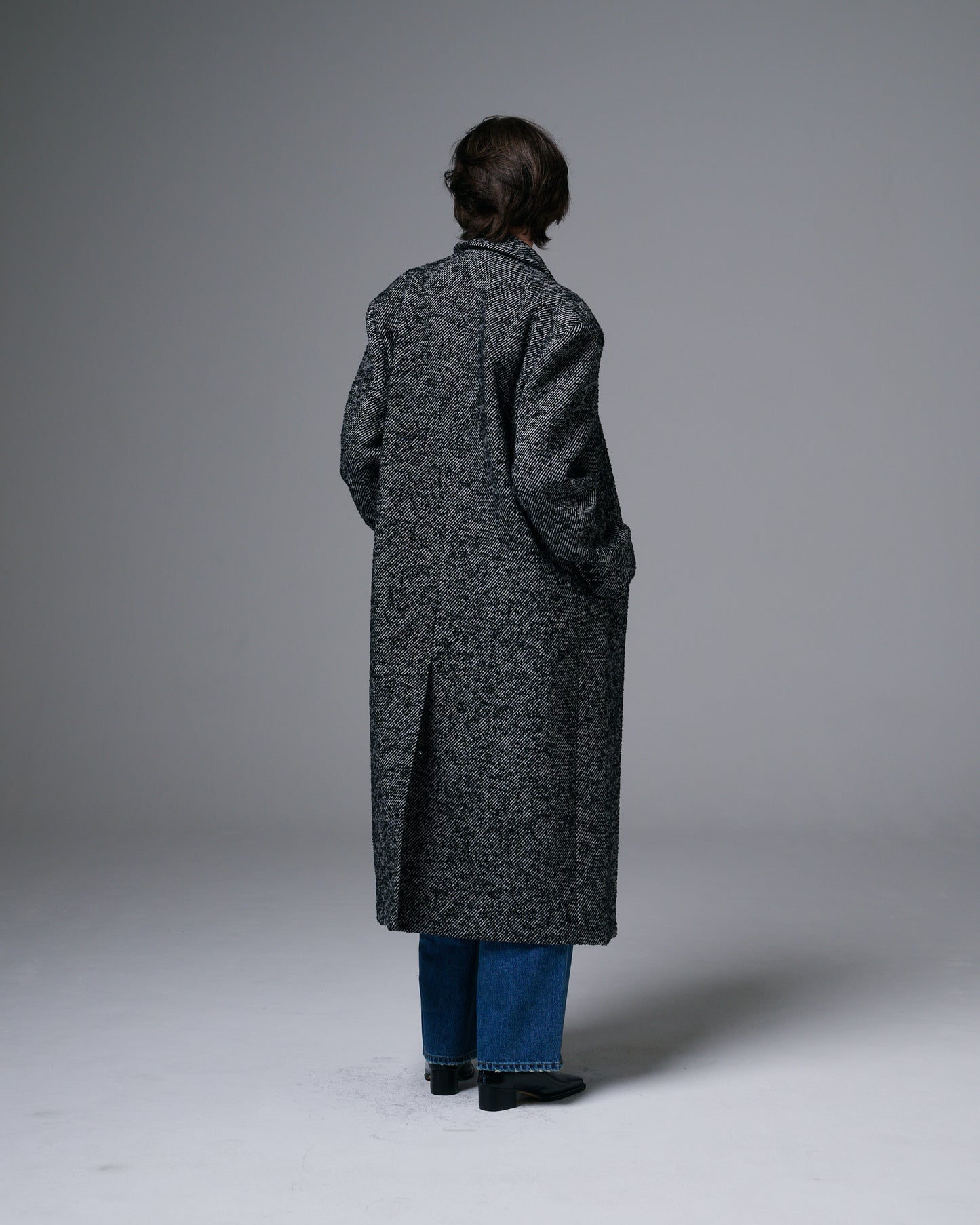 Heavy Wool Herringbone Long Coat