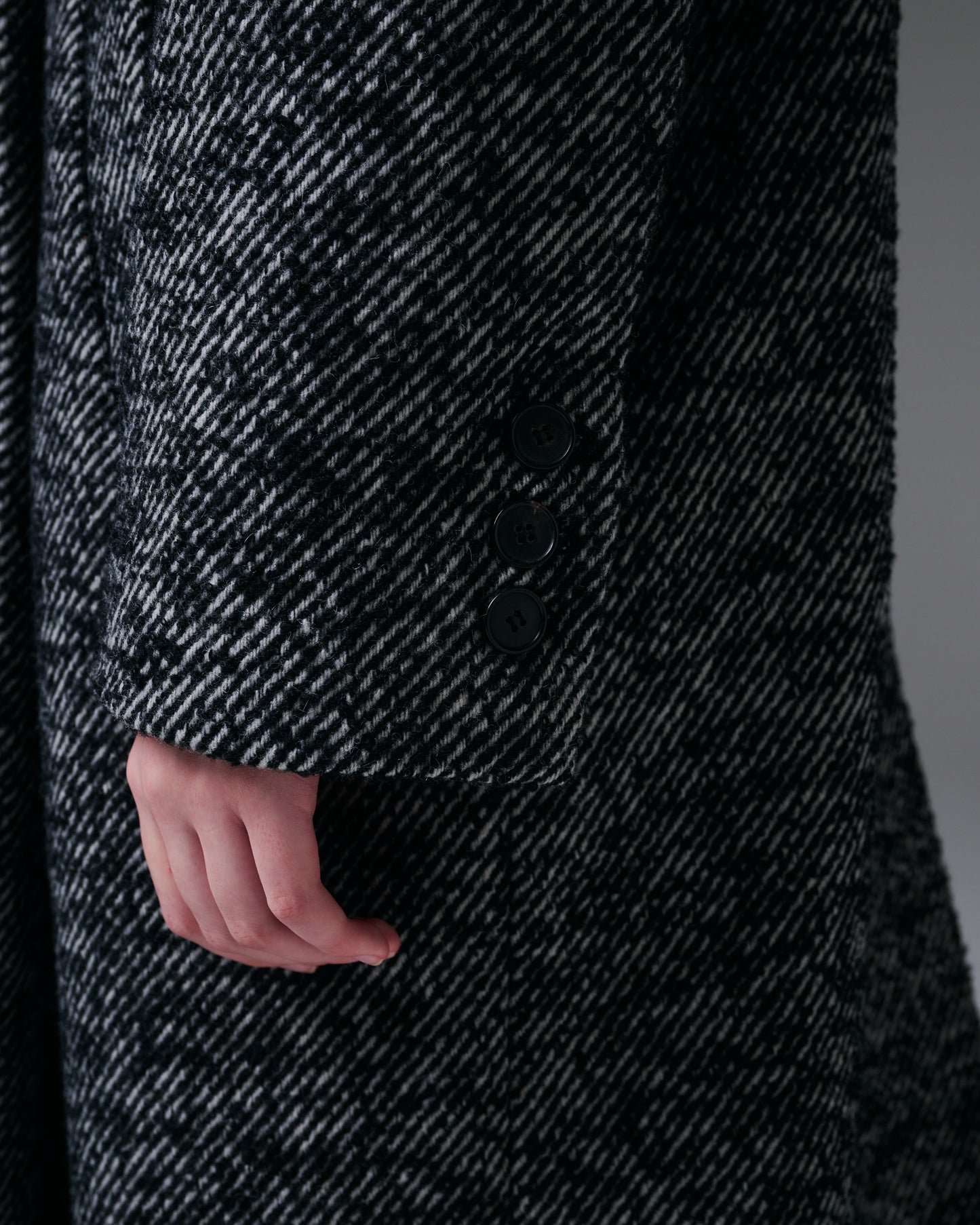 Heavy Wool Herringbone Long Coat