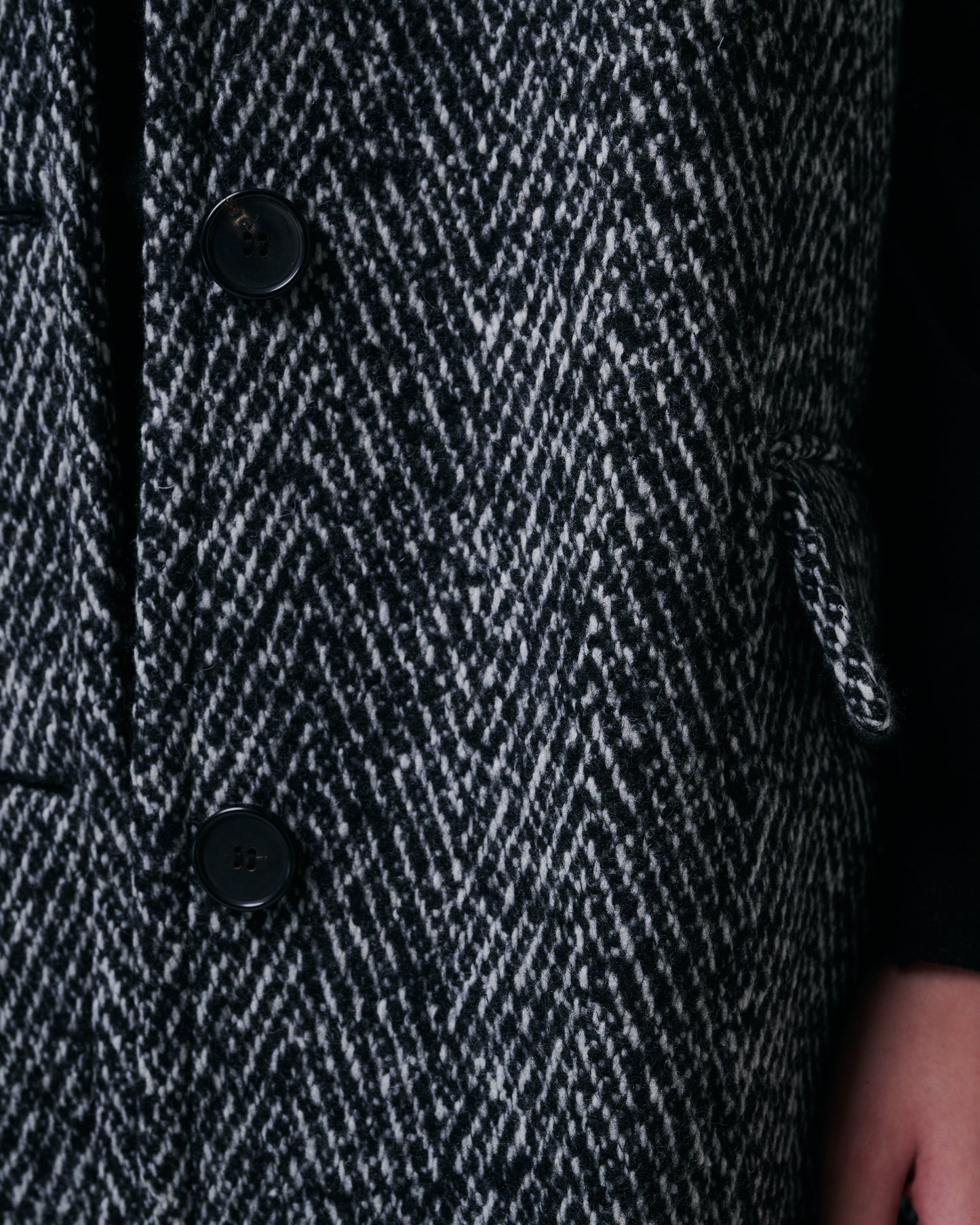 Textured Wool Herringbone Sleeveless Coat