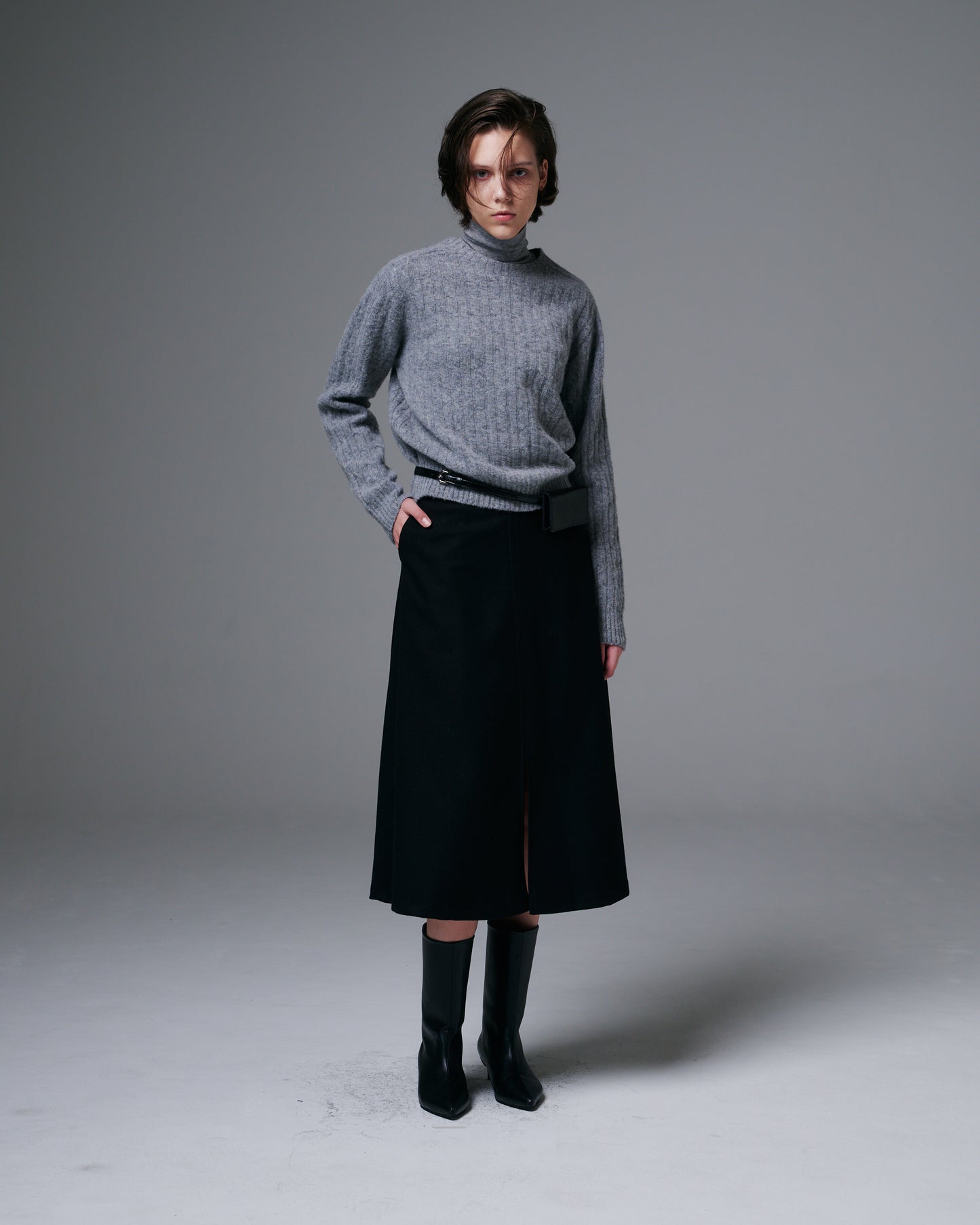 Fine Wool A-line Skirt