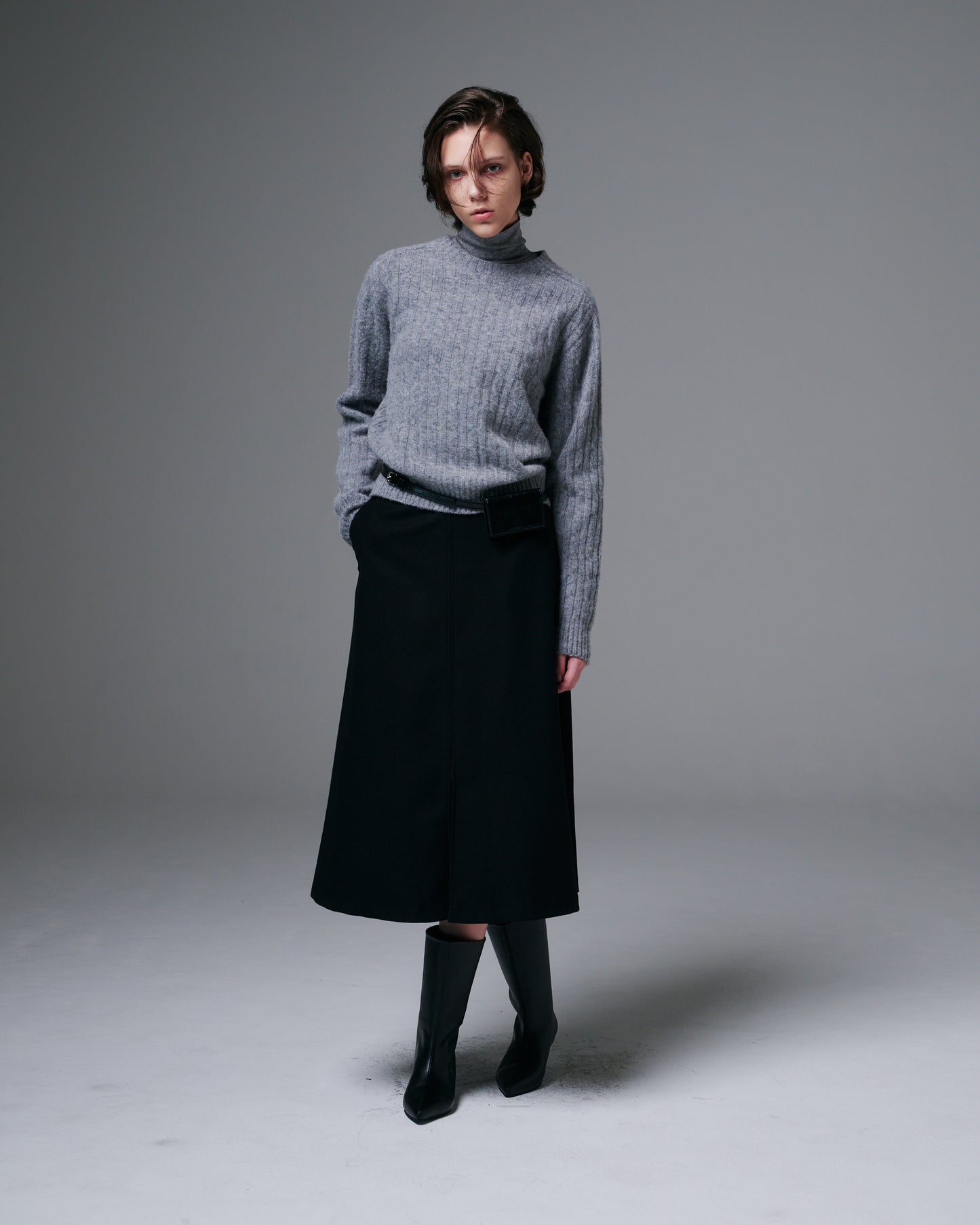 Fine Wool A-line Skirt