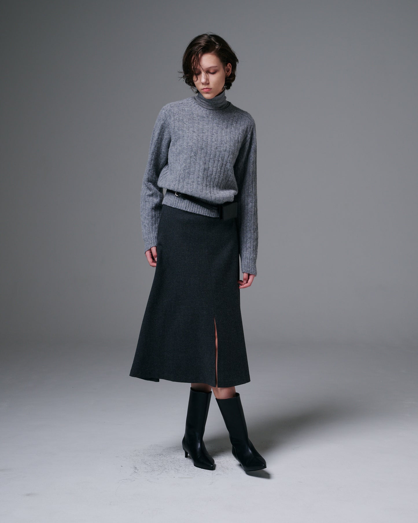 Fine Wool A-line Skirt