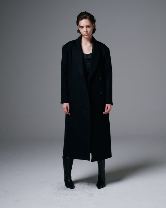 Peak Lapel Wool Coat