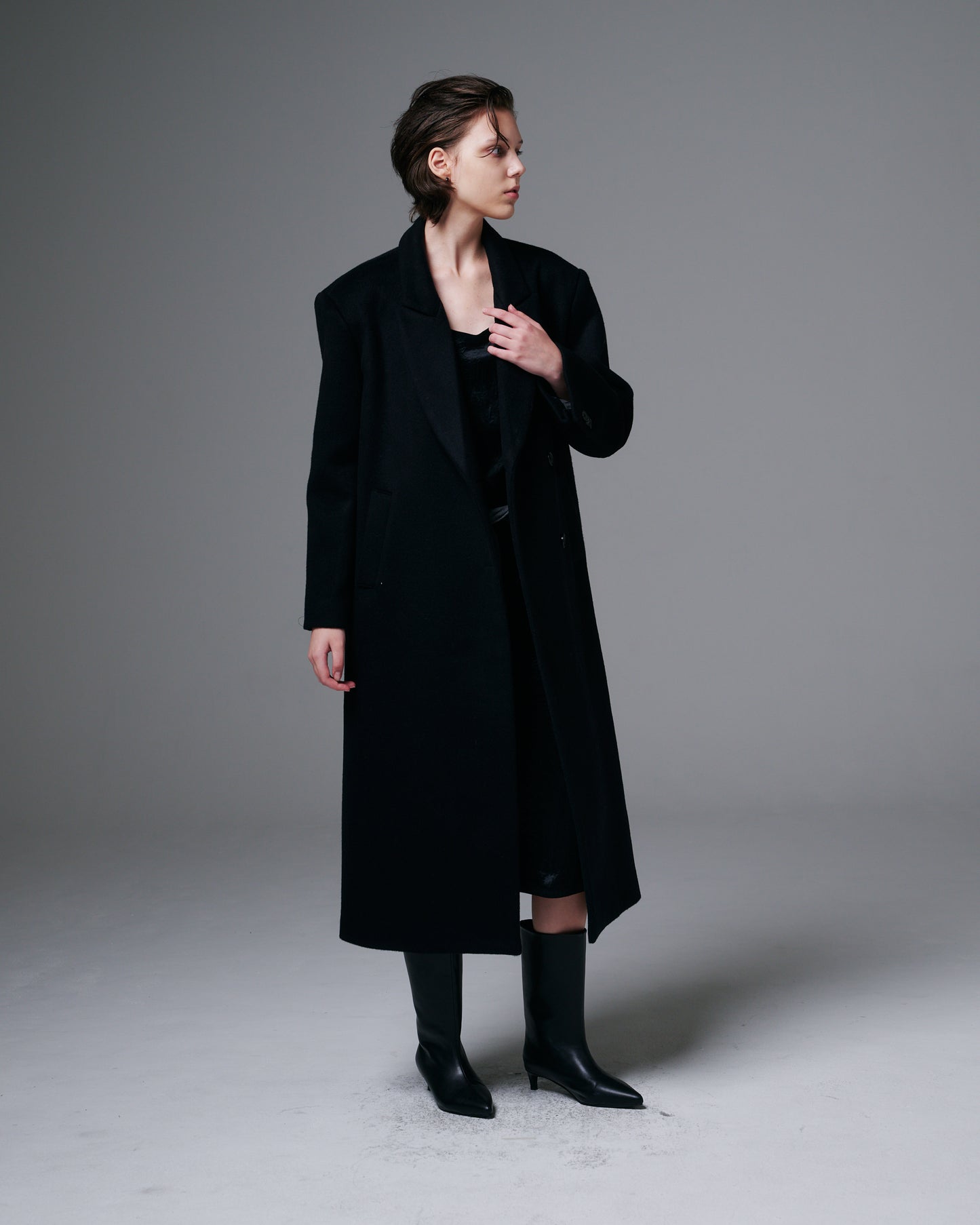 Peak Lapel Wool Coat